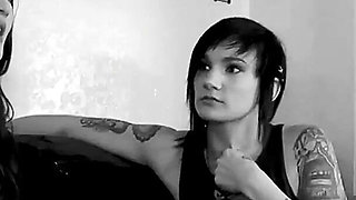 Classic Two Skinny Brunettes Love Lesbian Strapon Sex