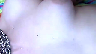 Inked babe gets doggystyled outdoors