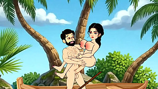 The husband and wife sat in the boat and went to the sea and there the husband fucked his wife with a big penis, a beautiful wife with big boobs.