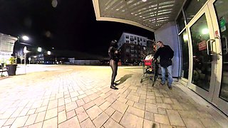 Curvy crossdresser flirt with a stranger