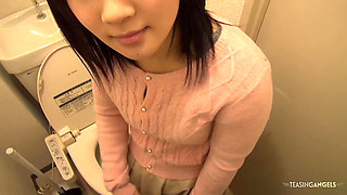 in a clandestine encounter in the toilet with the individual of Asian descent culminates in her performing fellatio and experien