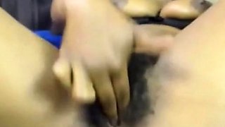 Hairy Black Beauty Masturbates Solo