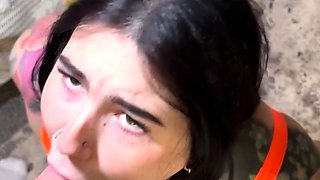 Czech amateur blowjob and fucking POV in public