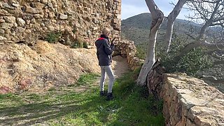 Accidental Blowjob Outdoors - I Cum Fast In His Mouth, They Almost See Us, Risky Homemade Fucking