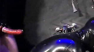 Gimp fucked in the dirty toilet