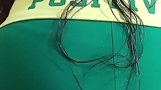 The Brazilian Soccer Team Fan Squeezed My Cock with Her Ass Before Going to Watch the Game