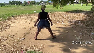 African Ebony Sexy Black Girl Dances in Public with Laughter