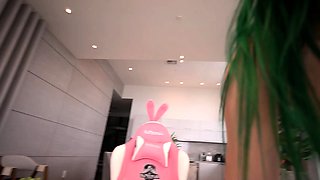 Amateur young teen solo masturbation on her livingroom