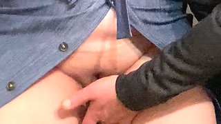 Hot Babe with No Panties in the Subway - Pussy Fingering