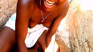 Village Bathroom Massage - Vintage Ebony Teen Shower & Pet Play