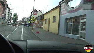 European Brunette Babe with Perfect Body Gets Picked for Good Sex in a Van