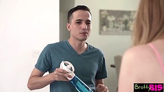 Stepbrother POV Threesome with Blonde Stepsisters Jazmin Luv & Claire Roos - Blowjob, Handjob & Cum Shot