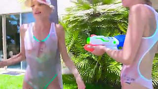 anal bffs - three sexy teens worship a massive cock