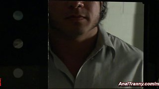 Shemale oral through gloryhole