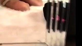 Glamour babe with big boobs masturbates in lingerie