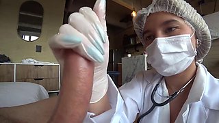 YenniLeon in Horny Latex Nurse Deepthroats Al Simmons Pulsing Cock