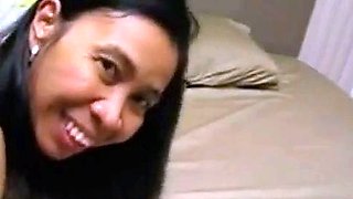 Amateur Thai in Stockings Blows and Rides a White Bull