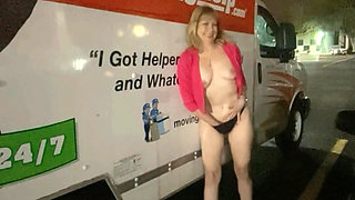 Public Paulina Flashing and Orgasming Outdoors by UHaul Truck