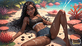 Sultry Ebony Likes Gullet Orgy on a Tropical Paradise While Her Paramour Gives Her Amazing XXX, Soddening Her in