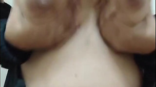 Black dress Big Boobs girl seducing and massaging own body with lust.