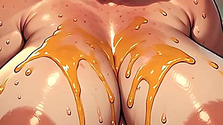 Old Topless Women Covered in Honey