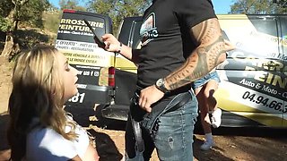 Blonde Sluts Chloe Chevalier & Alice Wild Fucking Hard in Country Field - Anal, Doggy, Cum in Mouth