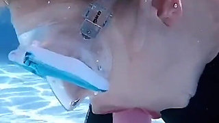 Underwater Blowjob Challenge - Gagging on My Sinking Dildo