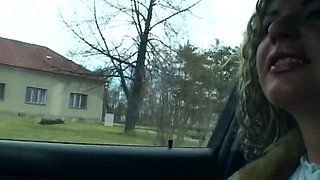 Pierced Pussy Dildo Stretch Squirting in The Car