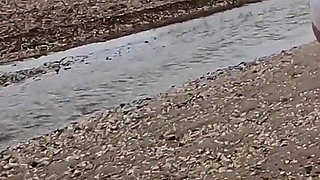 Stripping Naked and Walking on Public Beach