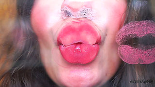 Autumn Seduction Shiny Bronze Red Kisses with Tongue