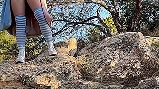 Naked Outdoor Walk with Coat in Mountains!