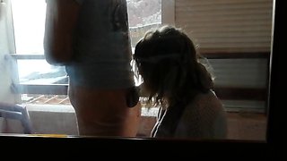 Public Blowjob on the Balcony - She doesn't Care about Neigh