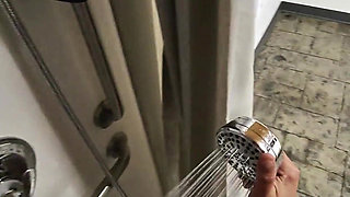 POV Public Shower Blowjob Behind the Scenes with Hot Wife