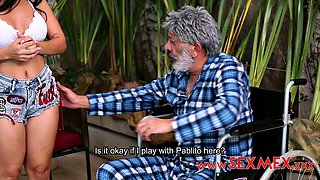 Big-Butt Latina Seduces Old Man