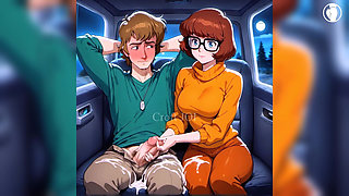Velma Playing a Hot Handjob for Shaggy to Cum in Her Pussy Marking Her Panties - Ai Hentai