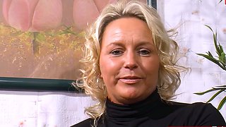 Chubby blonde German housewife tries sex casting