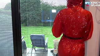 Shiny Pvc Rain Suit Garden Tease