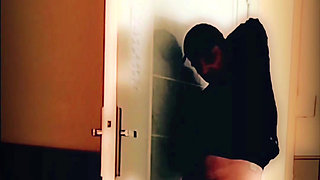 Wanking and Ass Show in Front of a Door