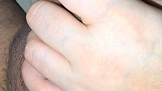 Damn, step mom does a strong and quick handjob on step son big dick