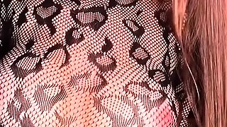 SolaZola Nails Herself With Glass Dildo In Black Fishnet