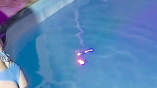 Caught in the Act! Two Brunettes Caught Masturbating in the Condo's Pool