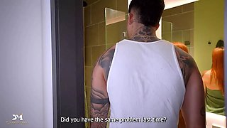 My neighbor gets fucked in the bathroom after I fix her shower - &