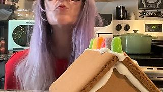 73 Giantess in 8-inch Heels Decorates a Gingerbread Village