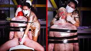 Medical latex breath play femdom