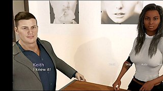 Sultry black-haired office babe in 3D hentai visual novel