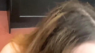 A Young Saggy-titted Girl Giving Head and Rides a Fat Older Man's Cock
