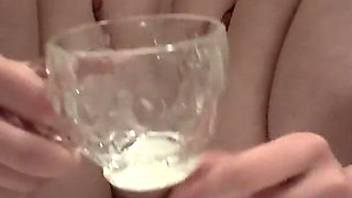 Golden Shower Compilation - Pissing in Glass & Cup, Covering My Small Tits with Warm Pee