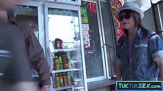 Tongue pierced Thai COUGAR gets picked up