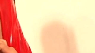Humiliating bondage whipping in latex dress