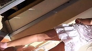 Public Pussy Tanning - No Panties Hotel Balcony Show